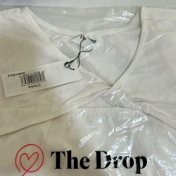 THE DROP WOMEN ASTRIC TWIST FRONT SHIRT WHITE NEW Sz LARGE - Picture 10 of 11